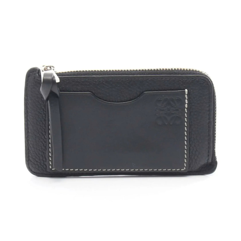 Loewe Coin Card Holder Case Wallet Leather Black